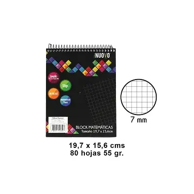 BLOCK MATEMATICAS CON ESPIRAL NUOVO 19.7 X 15.6