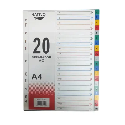 SEPARADOR A4 20 UNI.LETRA