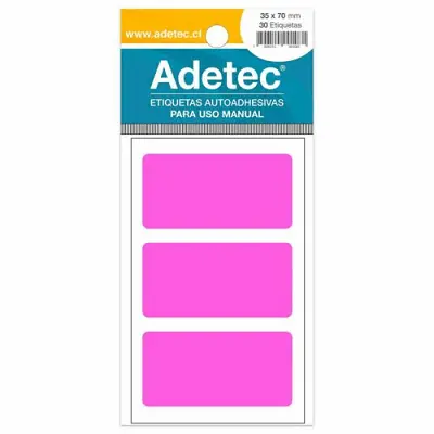 ETIQUETA ADHESIVA FLUOR ROSADO 35X70MM
