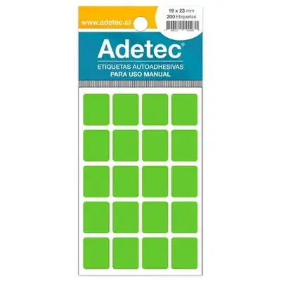 ETIQUETA ADHESIVA FLUOR VERDE 19X23MM